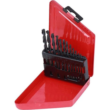 Lot de 13 forets hélicoïdaux HSS à changement rapide pour la coupe du bois et du métal, queue de 1,5 à 6,5 mm, avec coffret noir (1/5)