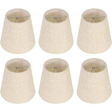 Promoción, Juego de 6 pantallas pequeñas de arpillera con clip para lámpara de mesa y de pie, pantalla de araña nórdica beige de 8,9 x 14 x 13 cm, AAFGVC (1/5)