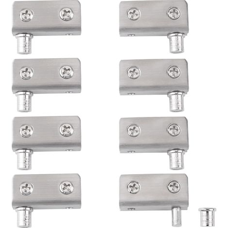 8 pièces Charnière pivotante, Acier réglable, Antidérapant, Pour porte verre 5-8mm, Armoire vitrine