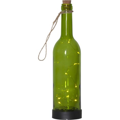 Star Trading Décoration solaire Bottle, bouteille, guirlande lumineuse, vert, LED, capteur crépusculaire, blanc chaud, extérieur, 31 cm (1/3)