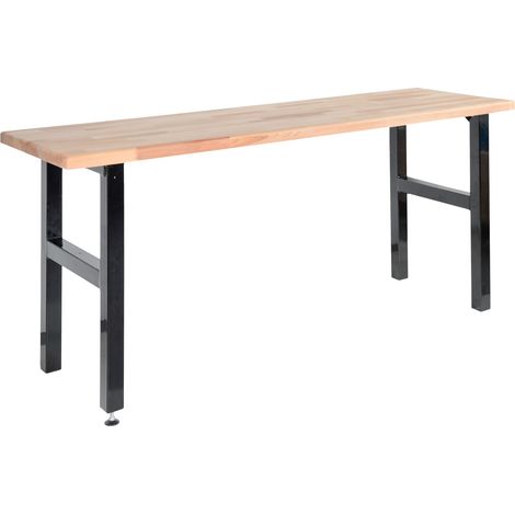 AUTRES Table de travail Hobby 2000 mm - Établi bois hêtre massif et pieds acier