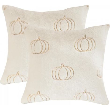 Housse de coussin Halloween, plusieurs petites paillettes citrouilles, 45 x 45 cm, taies d'oreiller double face en peluche pour Thanksgiving, pour canapé, salon, maison, extérieur, décoration de fête, (1/5)