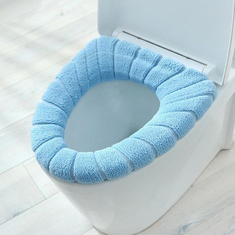 Abattant de toilettes chauffant, abattant de toilettes avec tapis ultra-chaud, coussin d'abattant rembourré, lavable (bleu) (1/5)