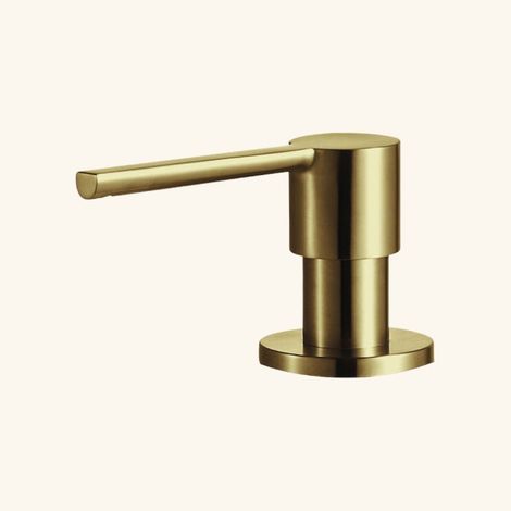 Distributeur de savon encastrable inox PVD doré – Flacon pompe 300ml – Rechargement par tête amovible – Pour cuisine professionnelle – Luisina