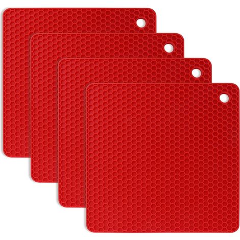 Dessous de Plat Silicone, 4PCS Anti-dérapant Anti-Chaleur 250 °C Multifonction Repose-cuillère Dessous de Verre de Cuisine Tapis de Table pour Cuisine et Salle à Manger (1/5)