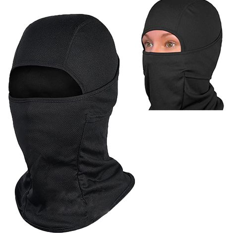 Cagoule sportive anti-vent en polyester pour cyclisme et randonnée, cache-visage et protège-cou noir