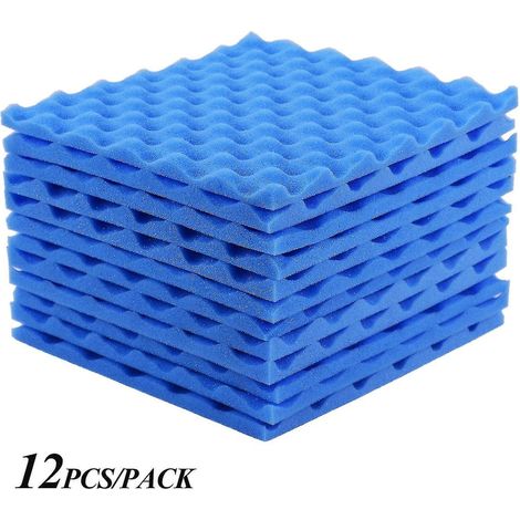 Panneaux de mousse acoustique pour studio, isolation phonique, 30 x 30 cm, lot de 12, bleu (1/3)