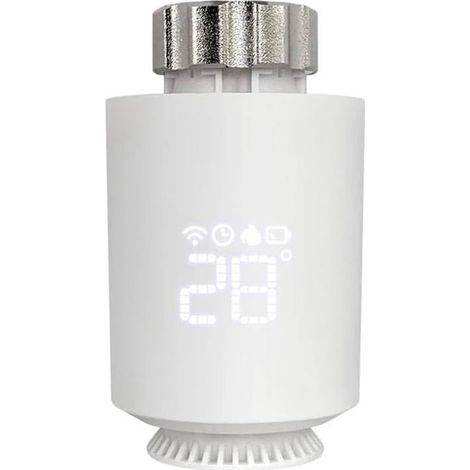 Blanc Tête Thermostatique Connectée et intelligente WiFi (pour Kit de chauffage Connecté 00176592 compatible Alexa Google Home, Robinet Intelligent pour Radiateur à Eau Chaude) (1/5)