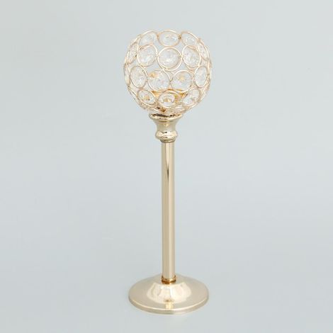 Bougeoir En Cristal Support De Bougie Chauffe-plat Candélabre Bougeoir Doré - L (1/5)