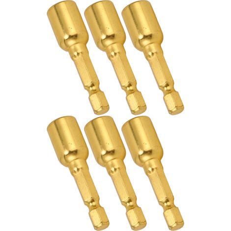 Jeu de 10 embouts hexagonaux magnétiques M8x48mm, douilles à chocs pour visseuse, queue 1/4in, doré, adaptateur de perçage (1/5)