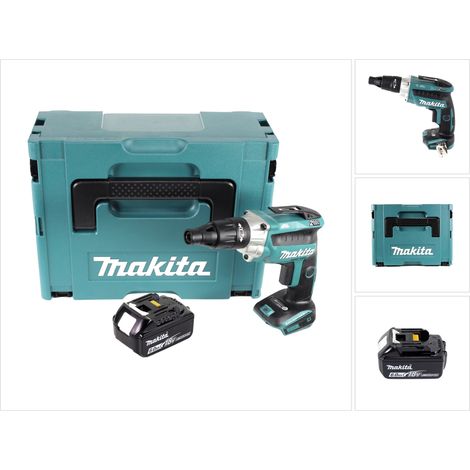 Makita DFS 251 G1J Visseuse pour cloisons sèches sans fil Brushless 18V + 1x Batterie 6,0Ah + Coffret Makpac - sans chargeur