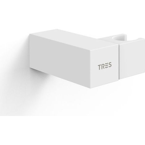 TRES 107839BM COMPLEMENTOS DE DUCHA Soporte Orientable para Ducha De Mano Color Blanco Mate - ref: 107839BM