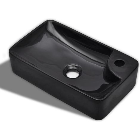 Maison Exclusive - Lavabo de cerámica con agujero para grifo negr