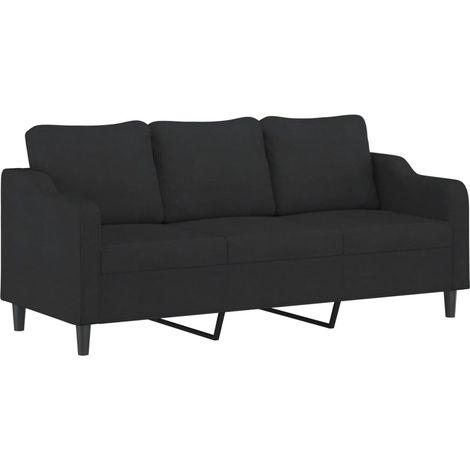 Divano a 3 Posti Nero 180 cm in Tessuto vidaXL 695641 (1/5)