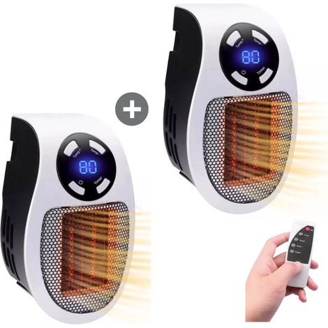 Lot de 2 radiateurs électriques en céramique – 500 W – Mini chauffage compact – Prise secteur – Chauffage rapide (1/5)