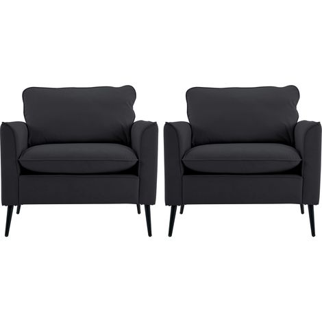 Sillón individual de polipiel negra resistente a los arañazos, estilo nórdico retro (1/5)