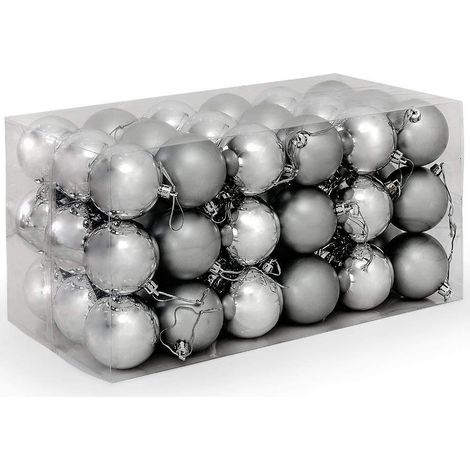 Trade Shop - KONFEKT 54 PALLINE NATALE COLOR SILVER 6 CM ADDOBBO NATALIZIERUNG - (1/3)