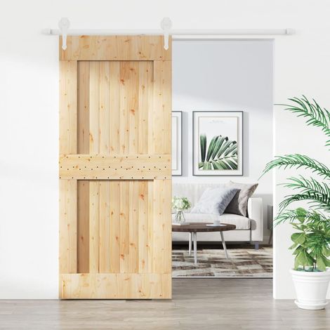 Puerta corredera con herrajes madera maciza de pino 90x210 cm vidaXL (1/5)