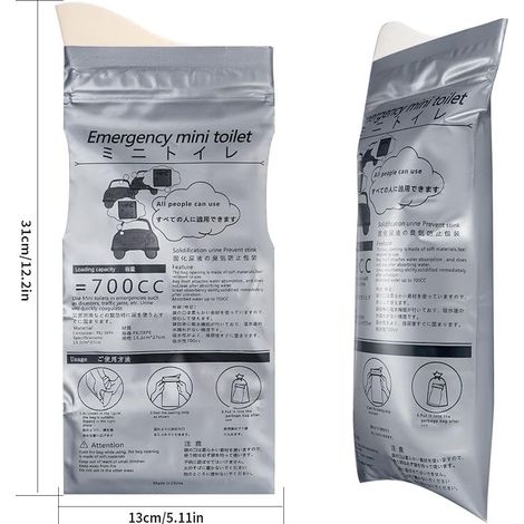 10 Pièces Sacs Urine, 700ML Urinoir Portable, Sacs a Vomi Voiture Toilette, Pee Sacs pour Hommes Femmes Enfants Camping (1/5)