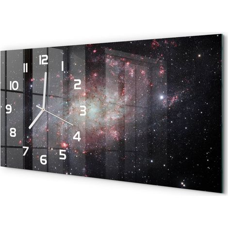 Grande Horloge Murale 60x30 cm Design Panoramique Verre Silencieux pour Salon Brouillard (1/5)