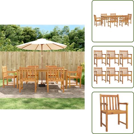 The Living Store Set da Pranzo da Giardino 7 pz in Legno Massello di Acacia - Tavolo da pranzo in legno