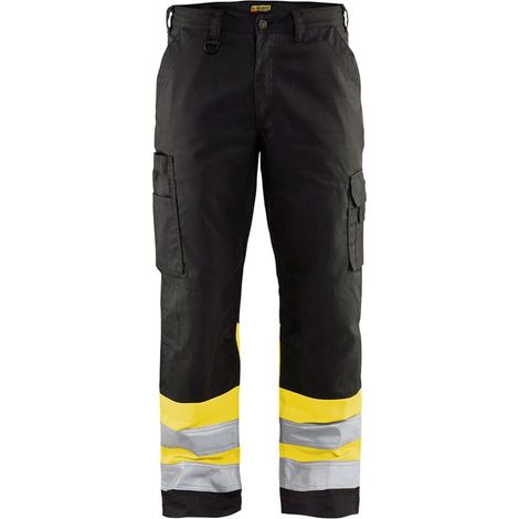 Pantaloni Blaklader classe 1 multitasche alta visibilità Nero / Giallo 40 (1/5)