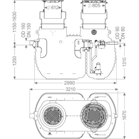 KESSEL 96007-G-170B Séparateur de graisses EasyClean encastré