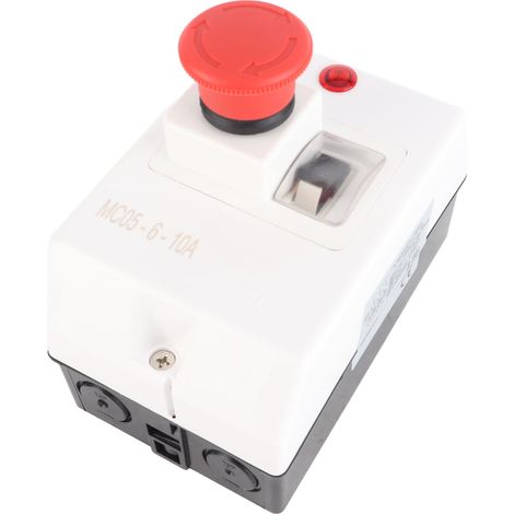 Disjoncteur moteur IP55 avec bouton d'arrêt d'urgence et voyant lumineux, protection 6-10A 230/240V 400/415V 500V 690V (1/5)