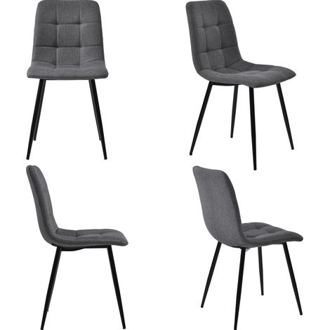 5-teiliges Esszimmer-Set mit Tisch 140 x 80 cm und 4 grauen Stühlen aus MDF und Metall (1/5)