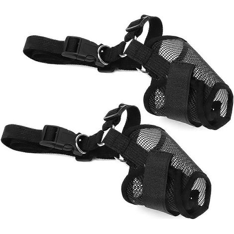 Lot de 2 muselières anti-morsures pour chiens, en maille, couvrant la gueule des animaux, anti-éclatement, anti-perte de poils, noires (M) (1/2)
