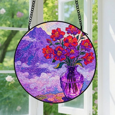 16cm Suspension vitrail pour fenêtre, accroche-soleil pour jardin et balcon, décoration florale, cadeaux pour maman (1/5)