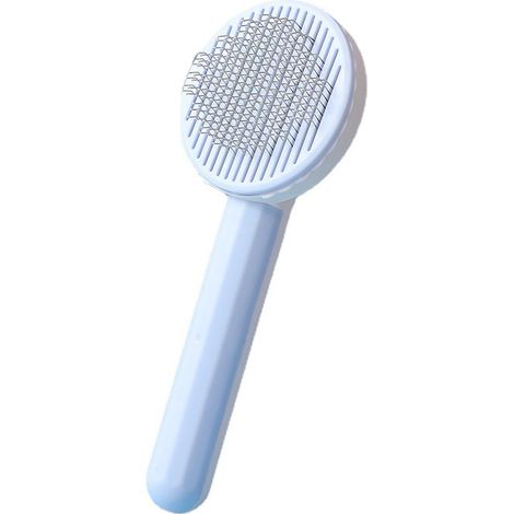 Brosse pour chien de compagnie brosse pour chat brosse souple en acier inoxydable auto-nettoyante brosse pour chien brosse pour chien poils courts poils longs(bleu ciel) (1/5)