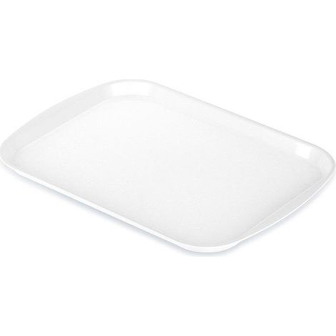 1 plateau de service plastique blanc, antidérapant, 43,5 x 31,5 cm, pour petit-déjeuner, dîner et événements (1/5)