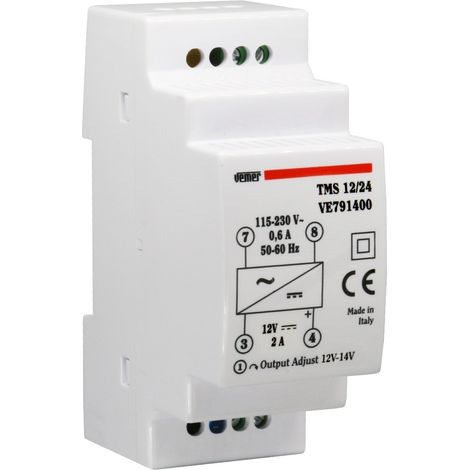 Alimentation à Découpage Stabilisée pour Rail DIN Entrée 230V Sortie 12V DC Puissance 24W Vemer VE791400 TMS 12/24