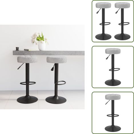 Tabourets de bar lot de 2 gris velours - Tabouret De Bar - Chaise De Comptoir - Fauteuil De Bar - Mobilier De Cuisine - Décoration Intérieure (1/5)
