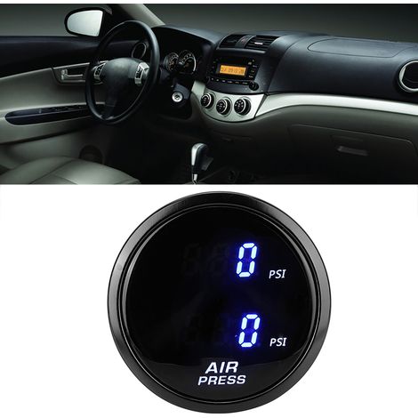 Kit de manomètre de pression d'air PSI pour voiture de 2 pouces avec affichage numérique LED bleu et capteur (1/5)