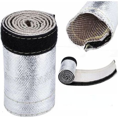 30mmx1m Bouclier thermique en tissu de fibre de verre, gaine de tuyau en fil isolé tuyau aluminisé et tuyau argenté protection de fil barrière gaine thermique gris blanc (1/5)