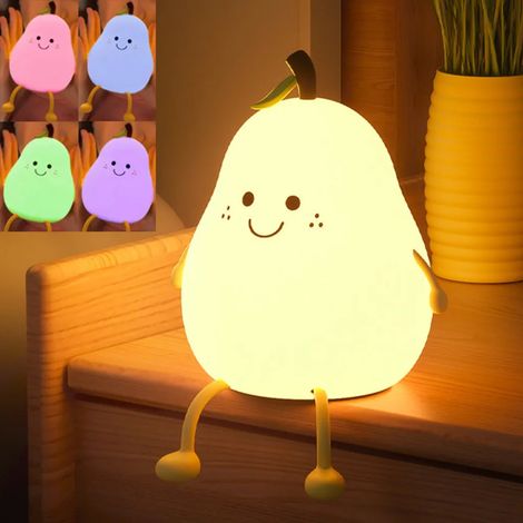 Luce notturna a LED, lampadina in silicone sensibile al tocco, ricaricabile tramite USB con timer, 7 colori dimmerabili, graziosa luce per la cameretta dei bambini, luce portatile per favorire il sonn