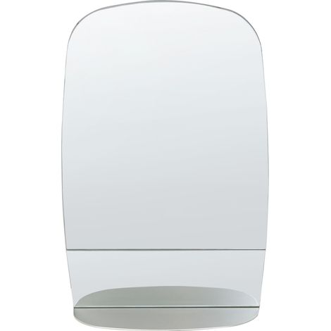 Specchio decorativo da parete in stile moderno appeso in metallo con ripiano 40 x 60 cm Siver Brannay