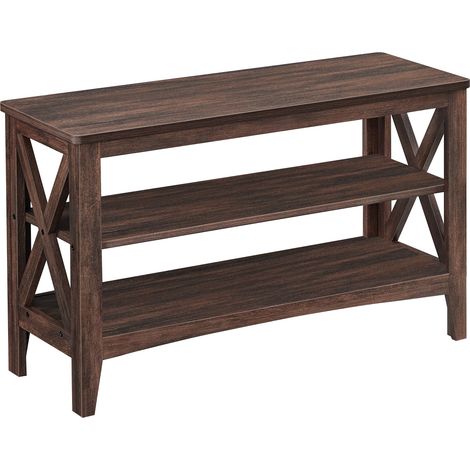 Vasagle – Banc à chaussures 2 niveaux – Dimensions 30 x 80 x 48 cm – Supporte jusqu’à 136 kg – Style campagnard marron acajou – Pour salon (1/5)