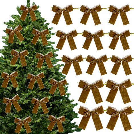 Nœud De Décoration De Noël En Velours - Pour Arbre De Noël Et Couronne - 12 Pièces (1/5)