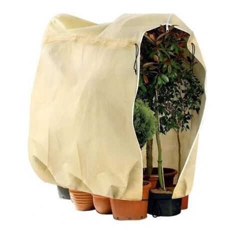 Housse d'Hivernage Plante, Voile Hivernage, Protection Hivernale pour Plantes, Sac Hivernage Plante, avec Cordon et Fermeture Éclair, Contre Le Froid et Le Gel, Crème, 200x240cm (1/4)
