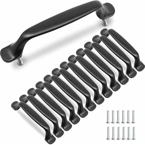 10 Pcs Poignée Noir Meuble Cuisine 96mm Alliage d'Aluminium Poignées Armoire Porte avec Vis (1/4)