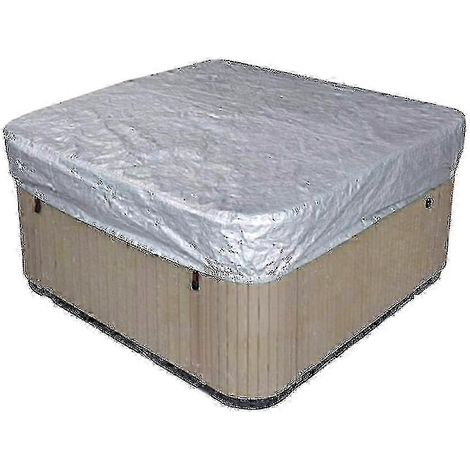 Couverture de protection imperméable pour spa extérieur avec élastique - 218 x 218 x 30 cm - argent (1/4)