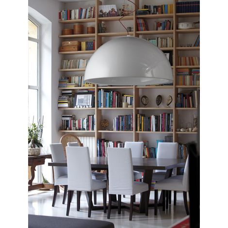 Cupole  Bianco - Ø 80  lampada a sospensione originale Slide a soffitto di design colorata in polietilene per sala da pranzo soggiorno cucina bar ristorante hotel (1/3)