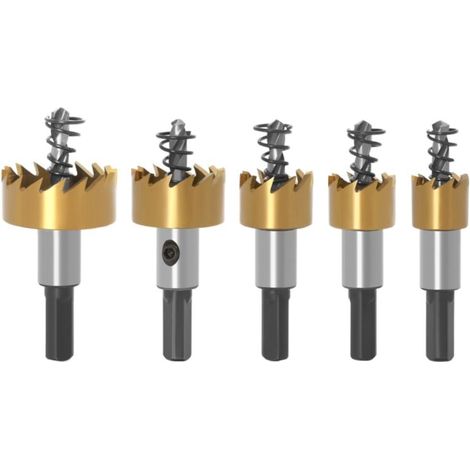 Seghe a tazza HSS placcate in titanio per acciaio inossidabile, lega, metallo, legno - 16 mm/18,5 mm/20 mm/25 mm/30 mm Confezione da 5 (1/5)