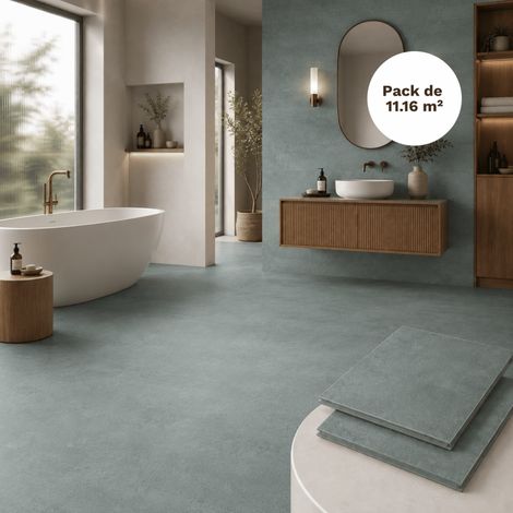 Dalle SPC clipsable sol et mur 11,16 m² béton ciré - 305 x 610 mm, usure 0,5 mm - Coloris - Béton ciré (1/4)