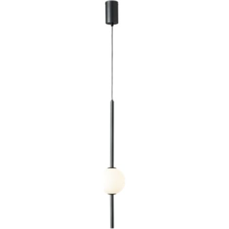 Melkita - lámpara colgante LED negra 58cm - vidrio opalino