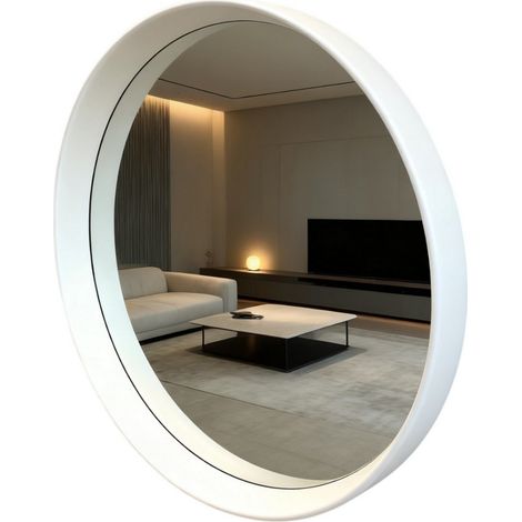 95cm White Round Mirror for Indoor - L5 x W95 x H95 cm