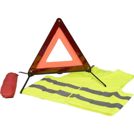 Triangles de signalisation Triangle d'avertissement d'urgence, Norme européenne (Rouge3, 43CM) (1/4)